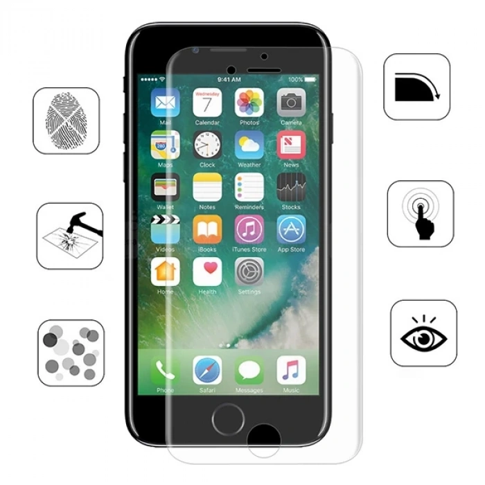 GOR İPhone 8 Plus-7 Plus HD Ekran Koruyucu Jelatin 5 Adet Set-(5775)