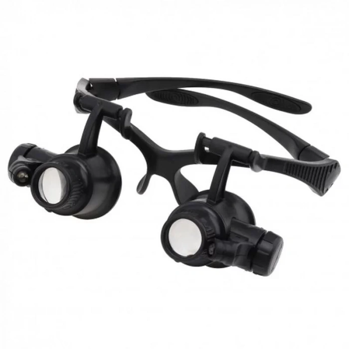 Gözlük Modeli 10X 15X 20X 25X Lens 2 Led Işıklı Büyüteç 9892G