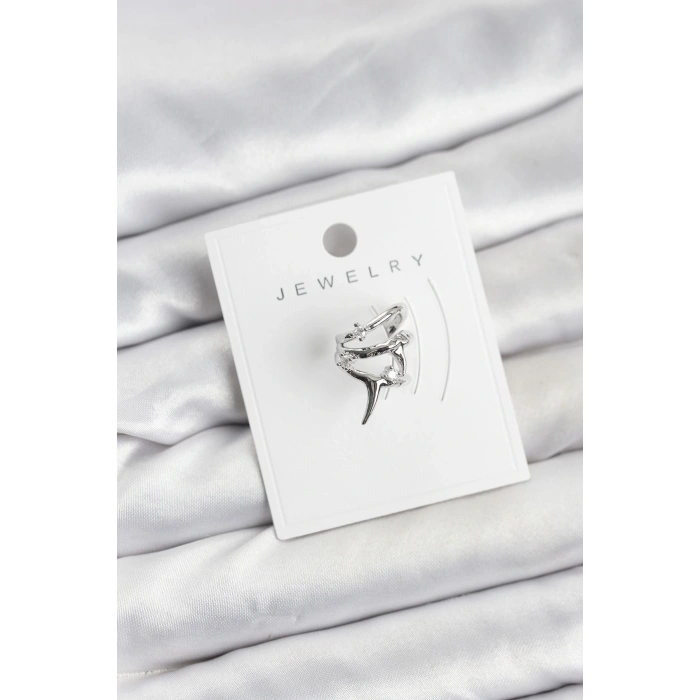 Gümüş Renk Pirinç Diken Model Kıkırdak Earcuff Küpe 5886