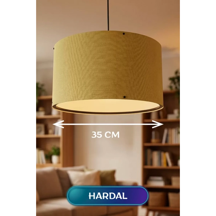Hardal Kumaş Başlıklı Sarkıt Avize 35 CM