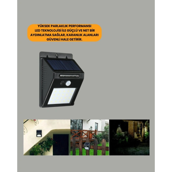 Hareket Sensörlü Güneş Enerjili Dış Mekan LED Lamba 100/144 LED