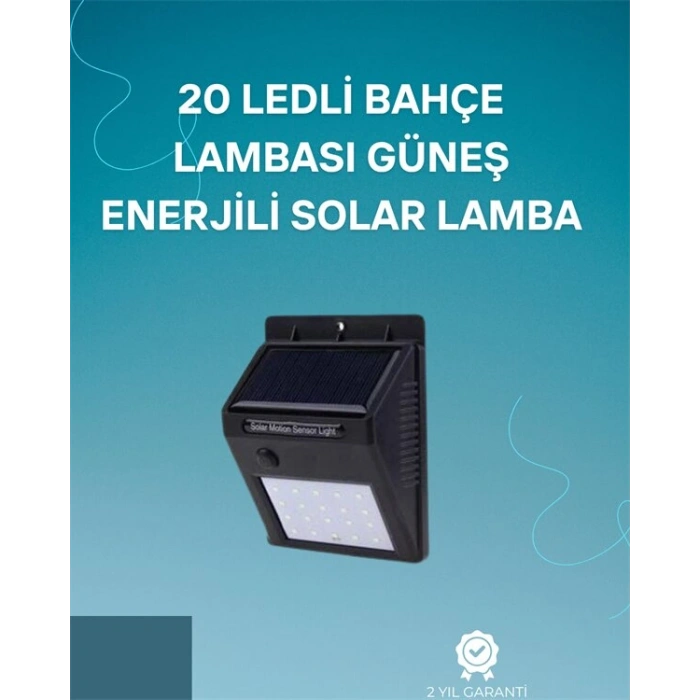 Hareket Sensörlü Solar Lamba | 120° Algılama Açısı 3-4 Metre Mesafe Suya Dayanıklı LED