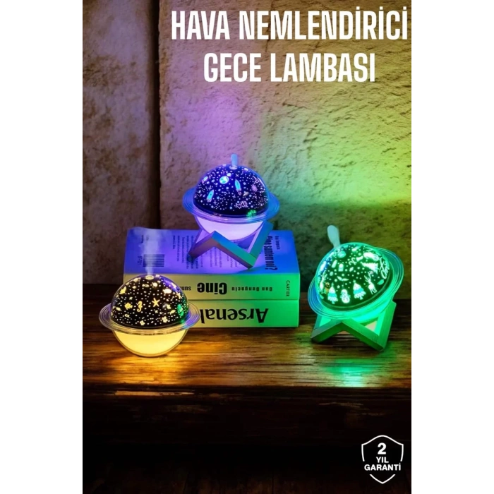Hava Nemlendirici Masa ve Gece Lambası USB Projeksiyon Aromaterapi