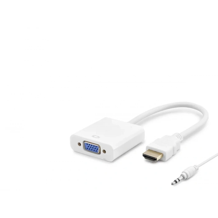 Hdmi To Vga Dişi Ses Çıkışlı Görüntü Dönüştürücü 1080P - Beyaz HDX2019B
