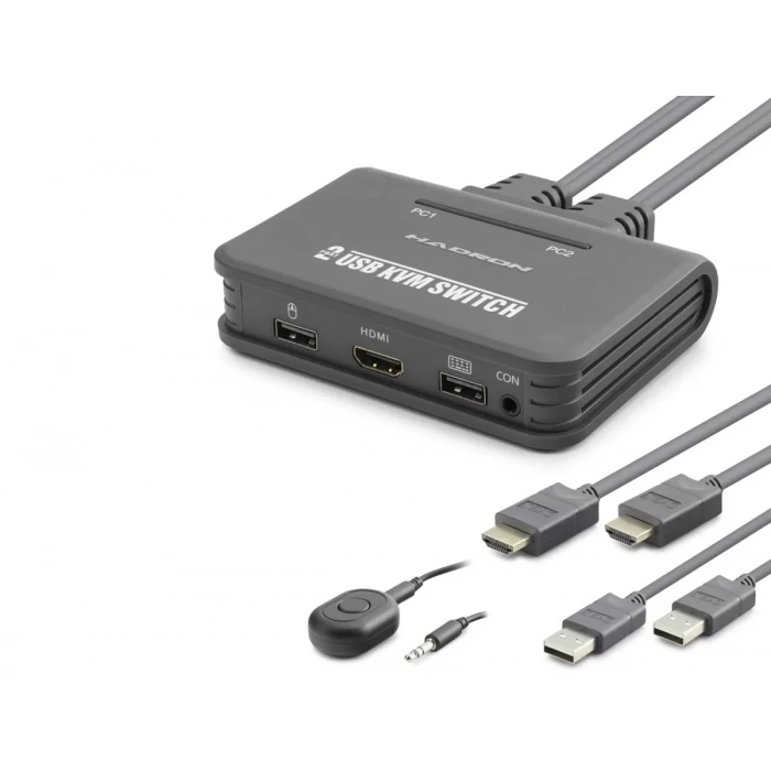 Hdmi Usb Kvm Switch 2 Port Hdmi 2 Port Usb Dahili Kablolu - Siyah HDX1361