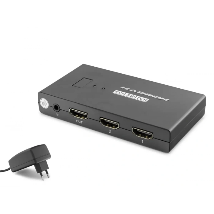 Hdmi Usb Kvm Switch 2 Port Hdmi 4 Port Usb Dahili Kablolu - Siyah HDX1373