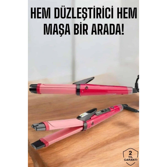Hem Düzleştirici Hem Maşa Saç Şekillendirici