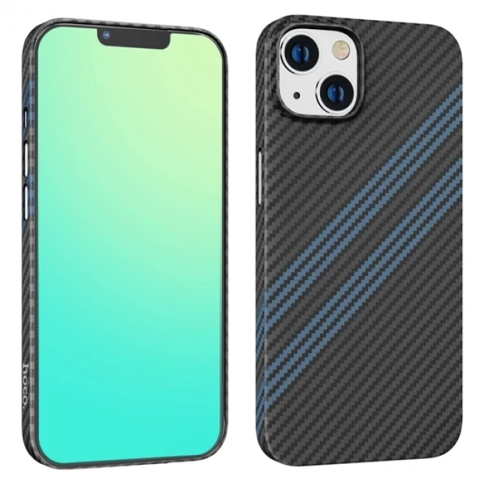 Hoco iPhone 14 Plus 6.7 Kılıf Kevlar Texture Darbe Emici Telefon Kılıfı-(5775)