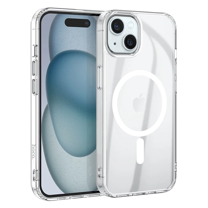 Hoco iPhone 15 Plus Anti-Fall Darbe Önleyici Airbag Manyetik Magsafe Silikon Kılıf-(5775)