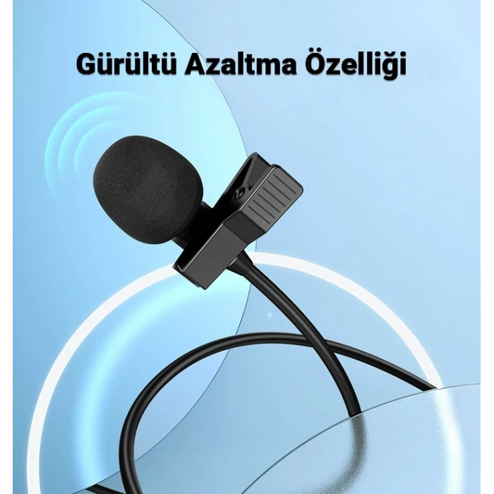 HOCO L14 iPhone Lightning Kablolu Profesyonel Yayıncı Yaka Mikrofonu 2mt-(5775)