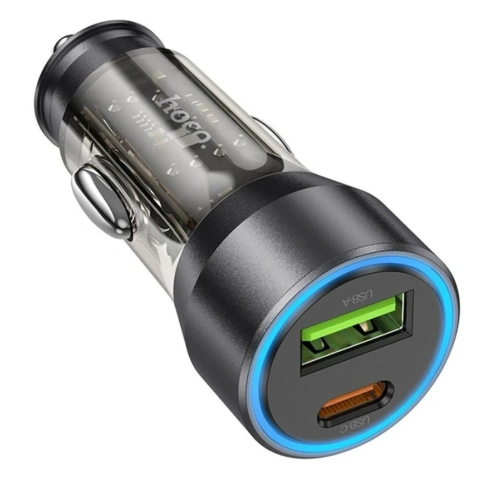 HOCO NZ12A Action PD43W USB + Type-C Hızlı Şarj Araç Çakmaklı Şarj Aleti-(5775)
