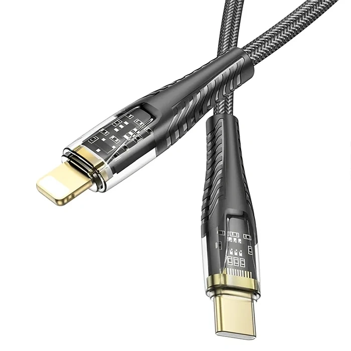 HOCO U121 Gold standard Transparent Discovery Edition 60W Type-C to iPhone Lightning Hızlı Şarj ve D-(5775)
