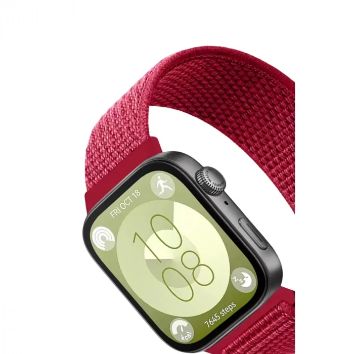 Huawei Fit 4 Hasırlı Cırtcırtlı Kordon - Kırmızı