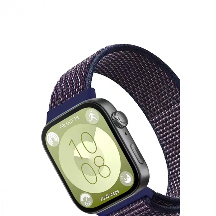 Huawei Fit 4 Hasırlı Cırtcırtlı Kordon - Mavi-beyaz