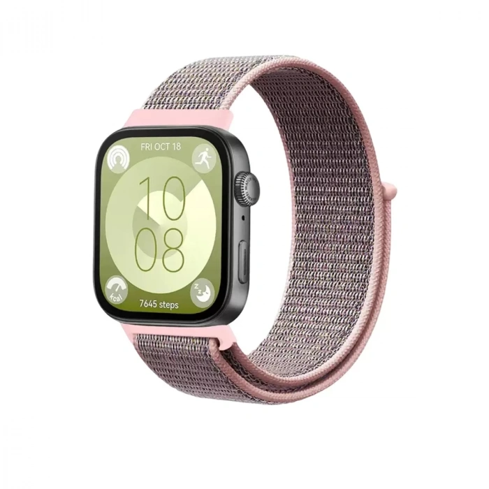 Huawei Fit 4 Hasırlı Cırtcırtlı Kordon - Pembe