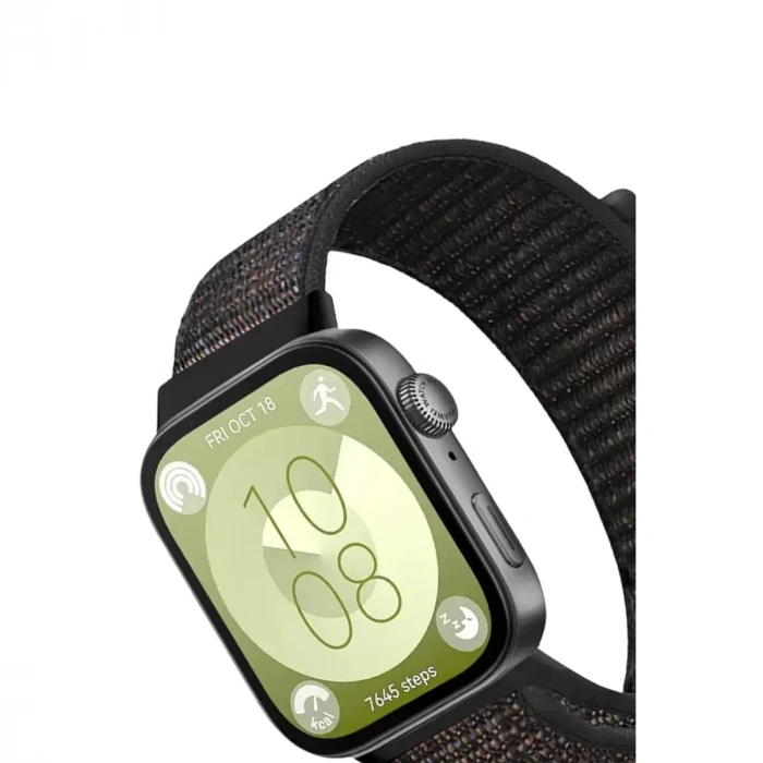 Huawei Fit 4 Hasırlı Cırtcırtlı Kordon - Siyah