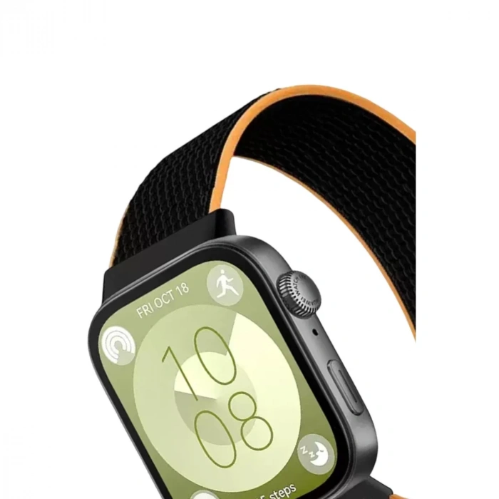 Huawei Fit 4 Hasırlı Cırtcırtlı Kordon - Siyah-turuncu