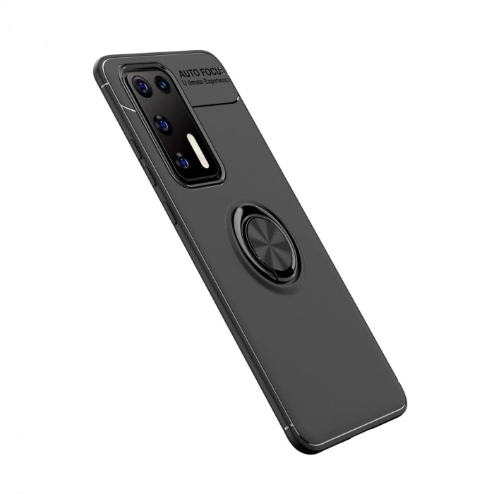 Huawei P40 Kılıf Range Yüzüklü Silikon - Siyah