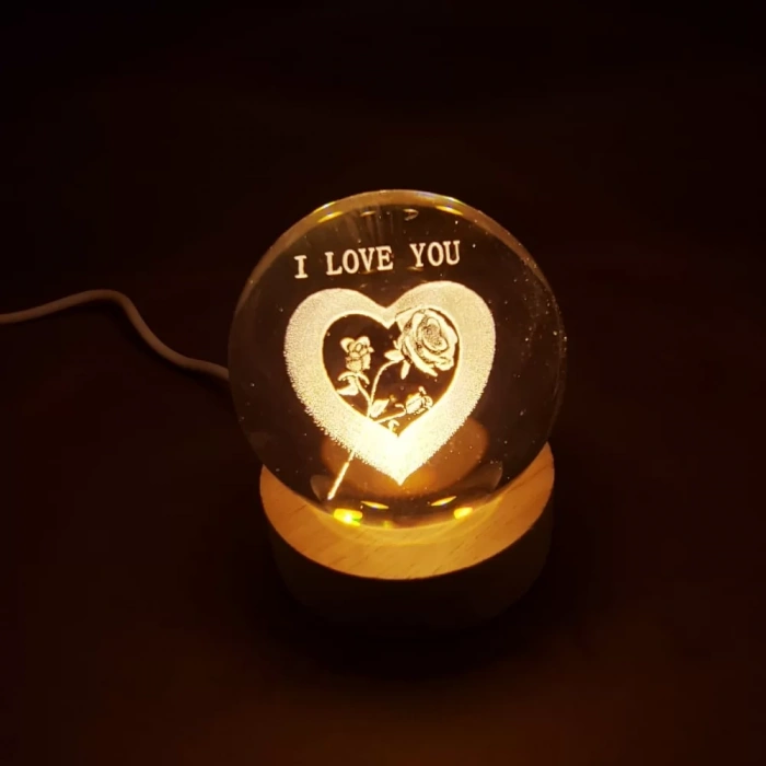 I Love You Işıklı Cam Küre