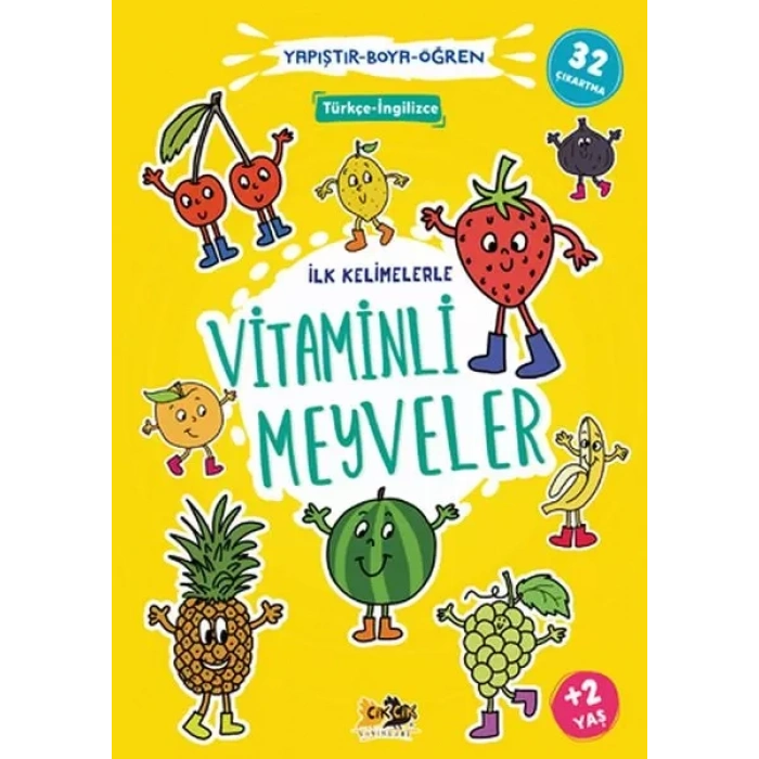 İlk Kelimelerle minli Meyveler Yapıştır-Boya-Öğren