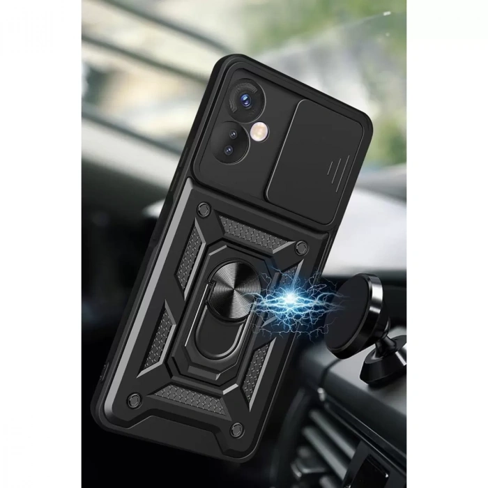 İnfinix Hot 30 4g Kılıf Pars Lens Yüzüklü Silikon - Siyah