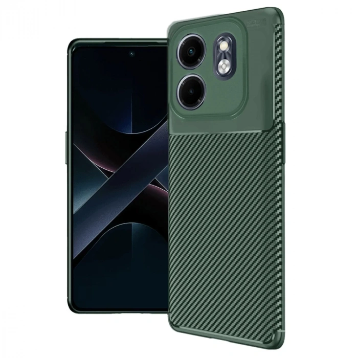 İnfinix Hot 50i 4g Kılıf Auto Focus Karbon Kapak - Koyu Yeşil
