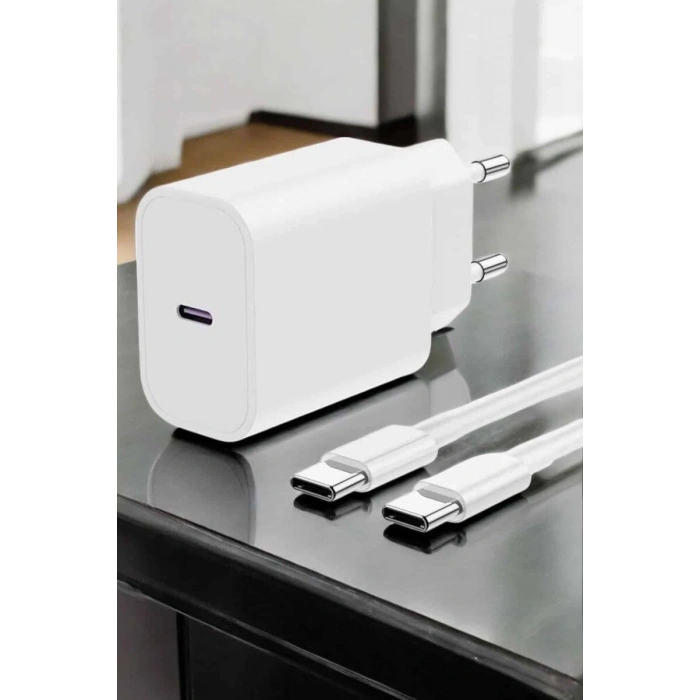 İOS Uyumlu Type-C Girişli Hızlı Şarj 15/15 Pro Max Adaptör ve Kablosu