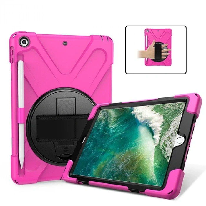 İPad 9.72017 İPad 9.7 2018 Kalem Yerli Standlı Zırh Kılıf/shockproof case-(5775)