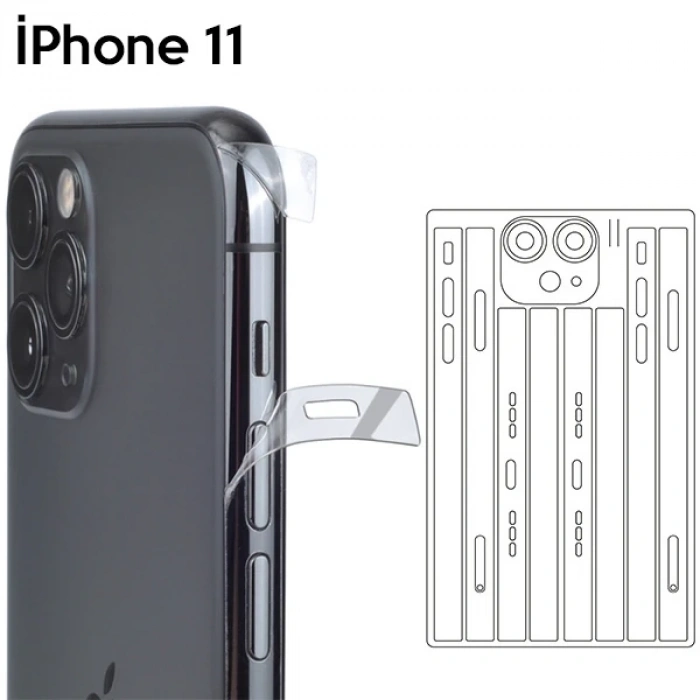 İPhone 11 6.1 Hidrojel Hayalet Yan Alt Üst Kamera Kaplama Film-(5775)