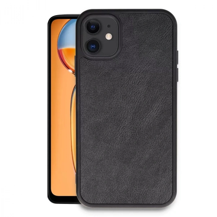 İphone 11 Kılıf Aras Deri Kapak - Siyah