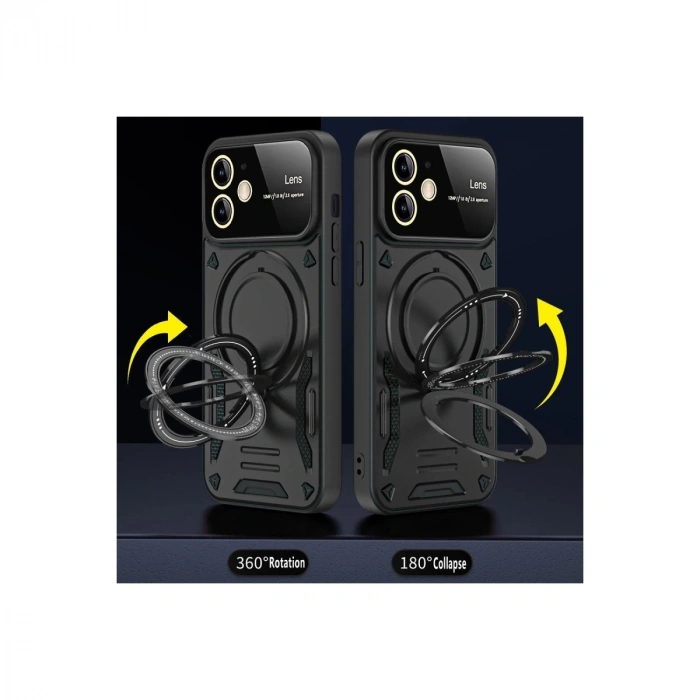 İphone 11 Kılıf Joy Lens Standlı Kapak - Kırmızı