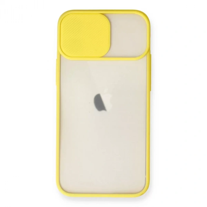 İphone 11 Kılıf Palm Buzlu Kamera Sürgülü Silikon - Sarı