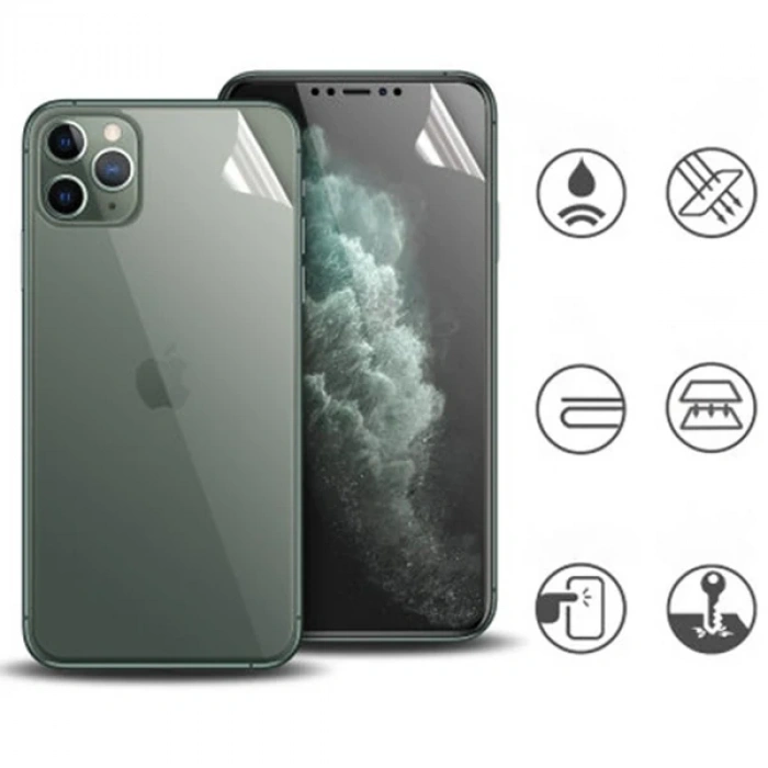 İPhone 11 Pro Film Ön Arka Full Koruyucu Membran Nano Hidrojel Koruyucu Set-(5775)