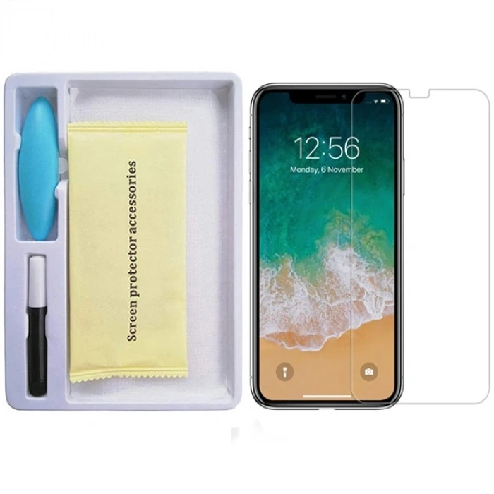 İPhone 11 Pro Full Liquid+Uv Işık 3D Kırılmaz Cam Ekran Koruyucu iPhone XS-X-(5775)