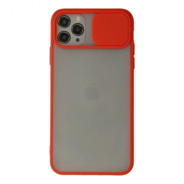 İphone 11 Pro Kılıf Palm Buzlu Kamera Sürgülü Silikon - Kırmızı