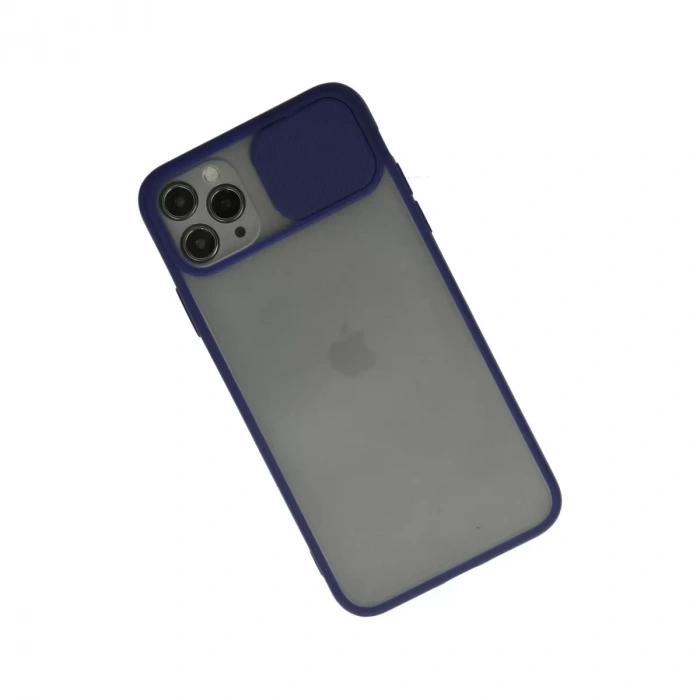 İphone 11 Pro Kılıf Palm Buzlu Kamera Sürgülü Silikon - Lacivert