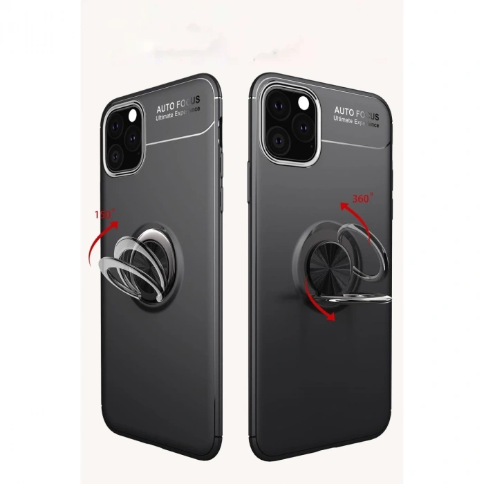 İphone 11 Pro Kılıf Range Yüzüklü Silikon - Siyah-mavi