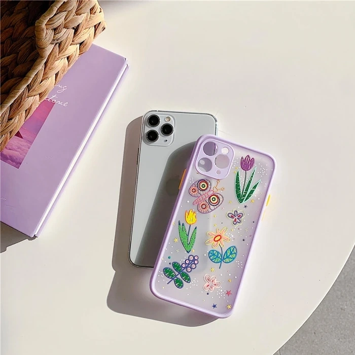 iPhone 11 Pro Max 6.5inç Kamera Korumalı Çiçek Desenli Silikon Kılıf-(5775)