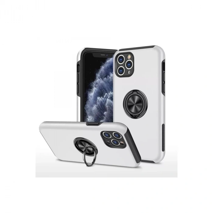 İphone 11 Pro Max Kılıf Elit Yüzüklü Kapak - Gümüş