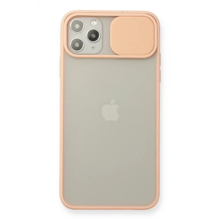 İphone 11 Pro Max Kılıf Palm Buzlu Kamera Sürgülü Silikon - Pembe
