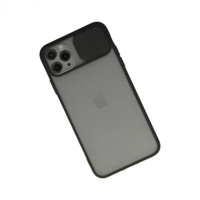 İphone 11 Pro Max Kılıf Palm Buzlu Kamera Sürgülü Silikon - Siyah