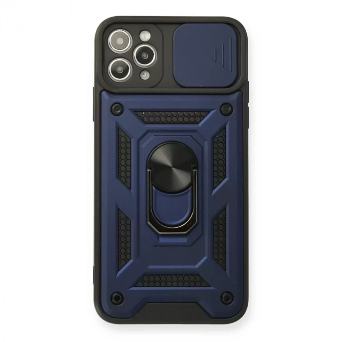 İphone 11 Pro Max Kılıf Pars Lens Yüzüklü Silikon - Lacivert
