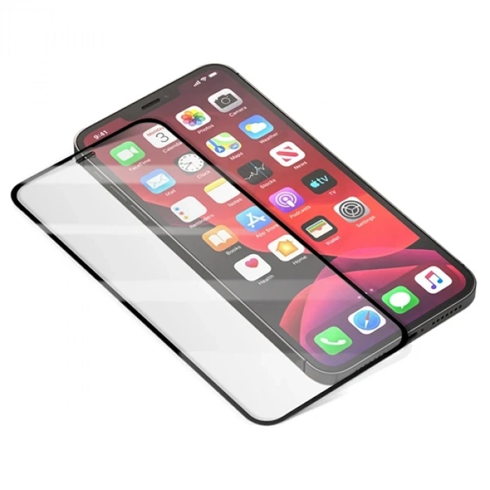 İPhone 12/ 12 Pro 6.1 Full Glue Tempered Cam Ekran Koruyucu Full Kaplama-(5775)