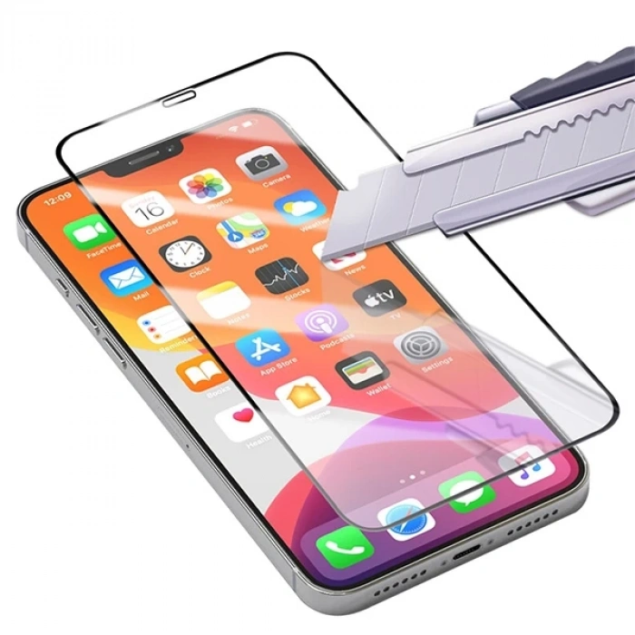 İPhone 12/ 12 Pro 6.1 Full Glue Tempered Cam Ekran Koruyucu Full Kaplama-(5775)