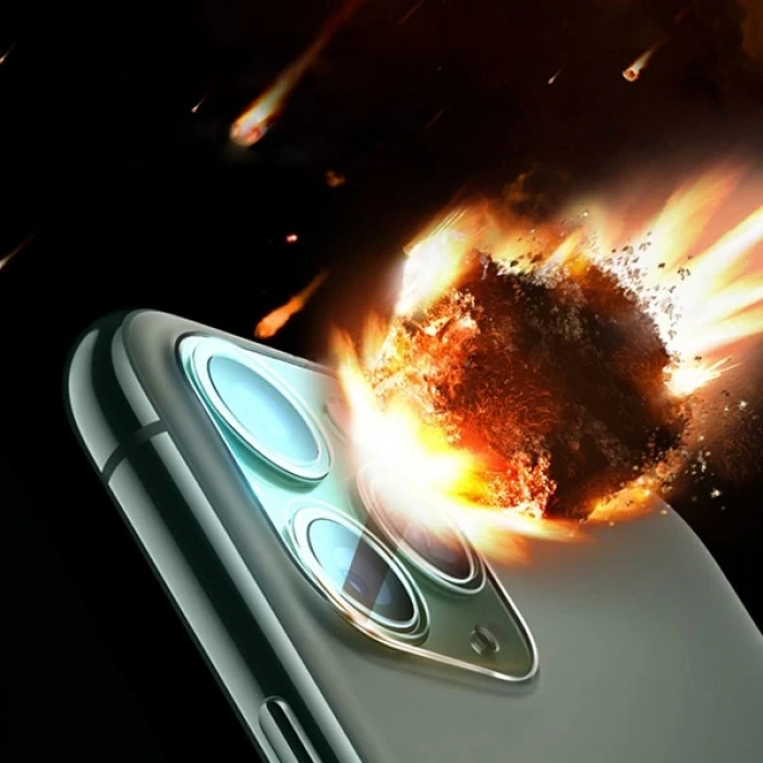 iPhone 12 6.1 Pro Full Tempered Kamera Koruyucu Kırılmaz Cam-(5775)