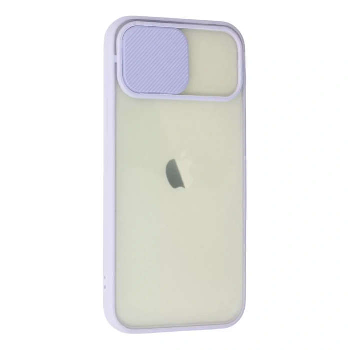 İphone 12 Kılıf Palm Buzlu Kamera Sürgülü Silikon - Lila