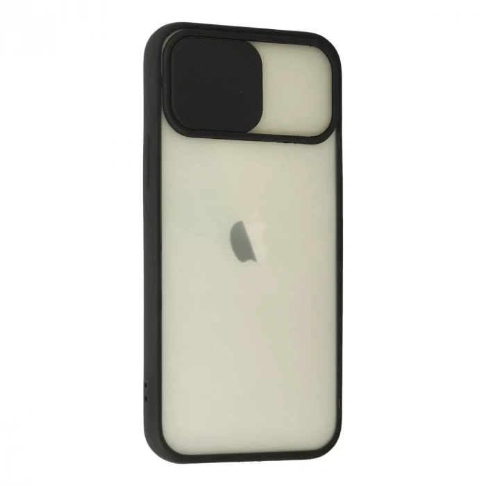 İphone 12 Kılıf Palm Buzlu Kamera Sürgülü Silikon - Siyah