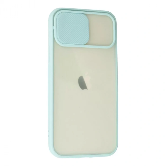 İphone 12 Kılıf Palm Buzlu Kamera Sürgülü Silikon - Turkuaz
