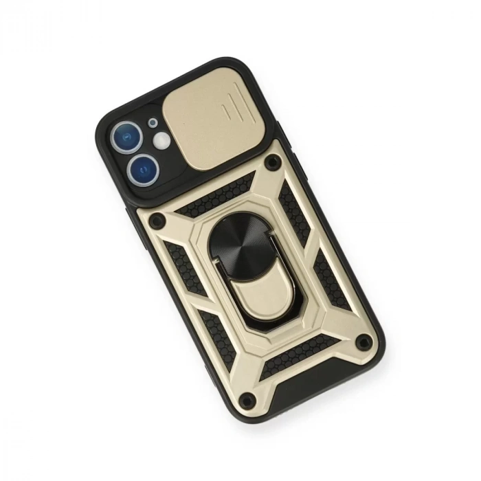İphone 12 Kılıf Pars Lens Yüzüklü Silikon - Gold