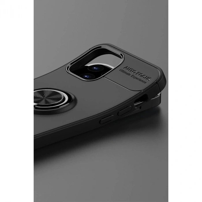 İphone 12 Kılıf Range Yüzüklü Silikon - Siyah-mavi